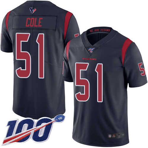 Houston Texans Limited Navy Blue Men Dylan Cole Jersey NFL Football 51 100th Season Rush Vapor Untouchable